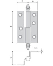 Gångjärn vinkelbockat - Ekollonknopp thumbnail image