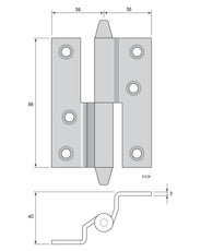 Gångjärn vinkelbockat - Konisk knopp thumbnail image