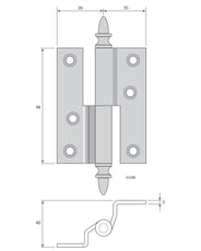 Gångjärn vinkelbockat - Ekollonknopp thumbnail image
