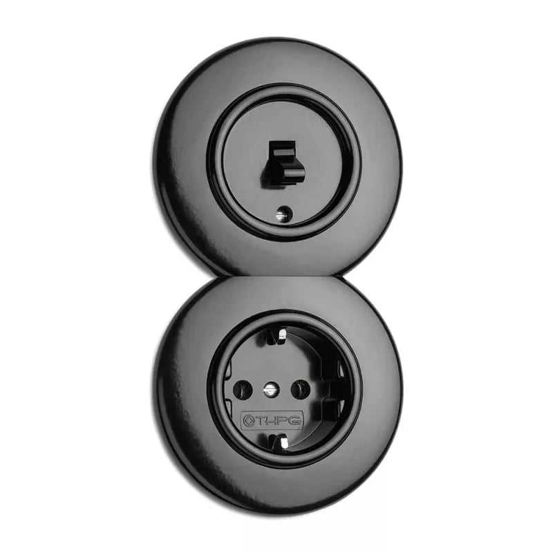 Round Bakelite light switch without frame - Toggle alternation light switch image