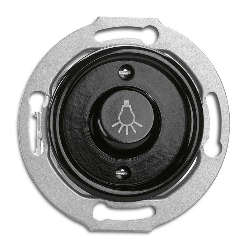 Round light switch in Bakelite without frame - Rocker button for hallways