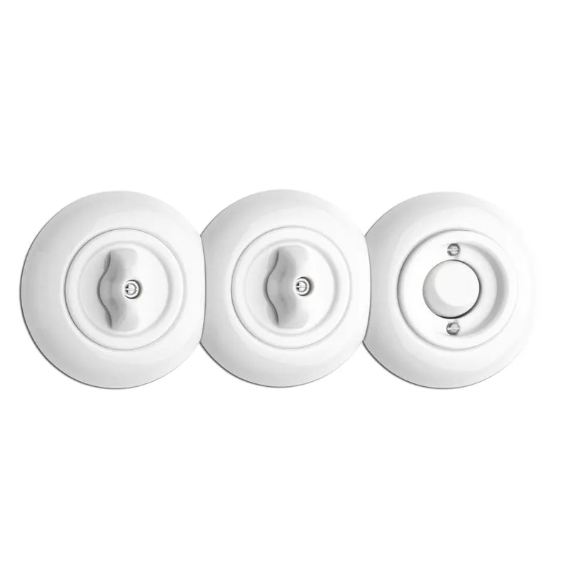 Porcelain Light Switch - Round Toggle Two-Way Light Switch image