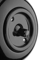 Round Light Switch Black Porcelain – Toggle Switch (Lever) thumbnail image