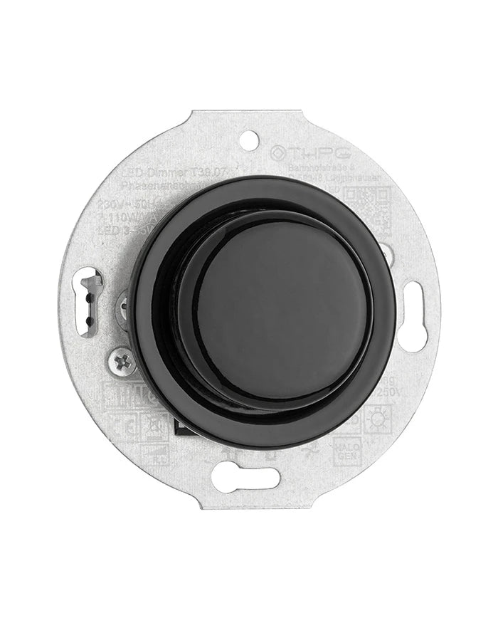 Dimmer light switch black porcelain – LED, without frame