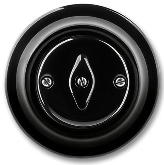 Black porcelain light switch (rotary /two-way) - ABB Decento