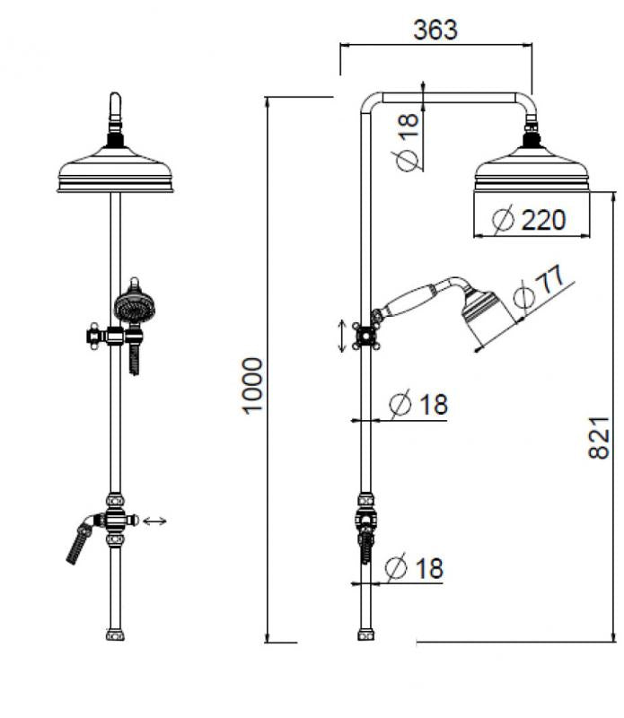 Shower Kit - Maxima Colonial II without shower valve, brass image
