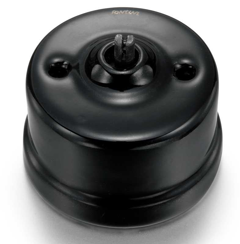 Insert without knob - Double rotary switch in black porcelain