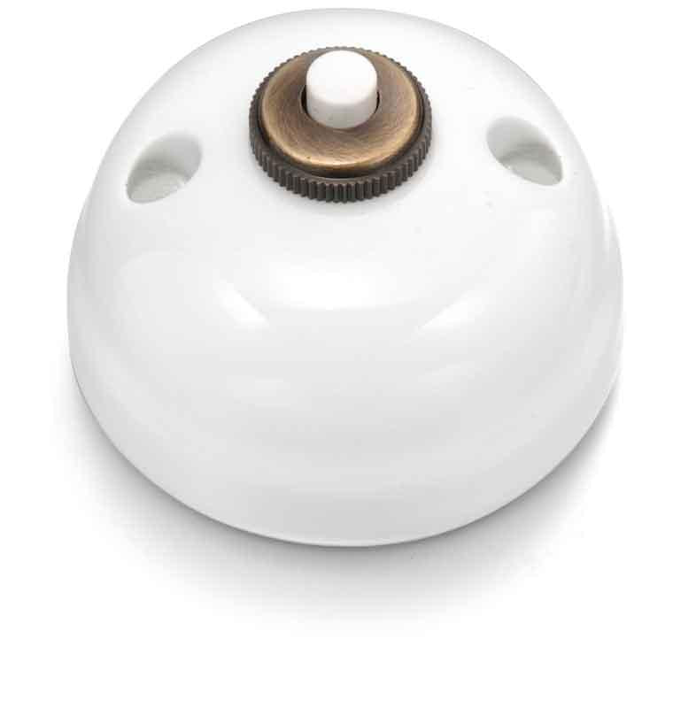White porcelain insert - Round push button Garby