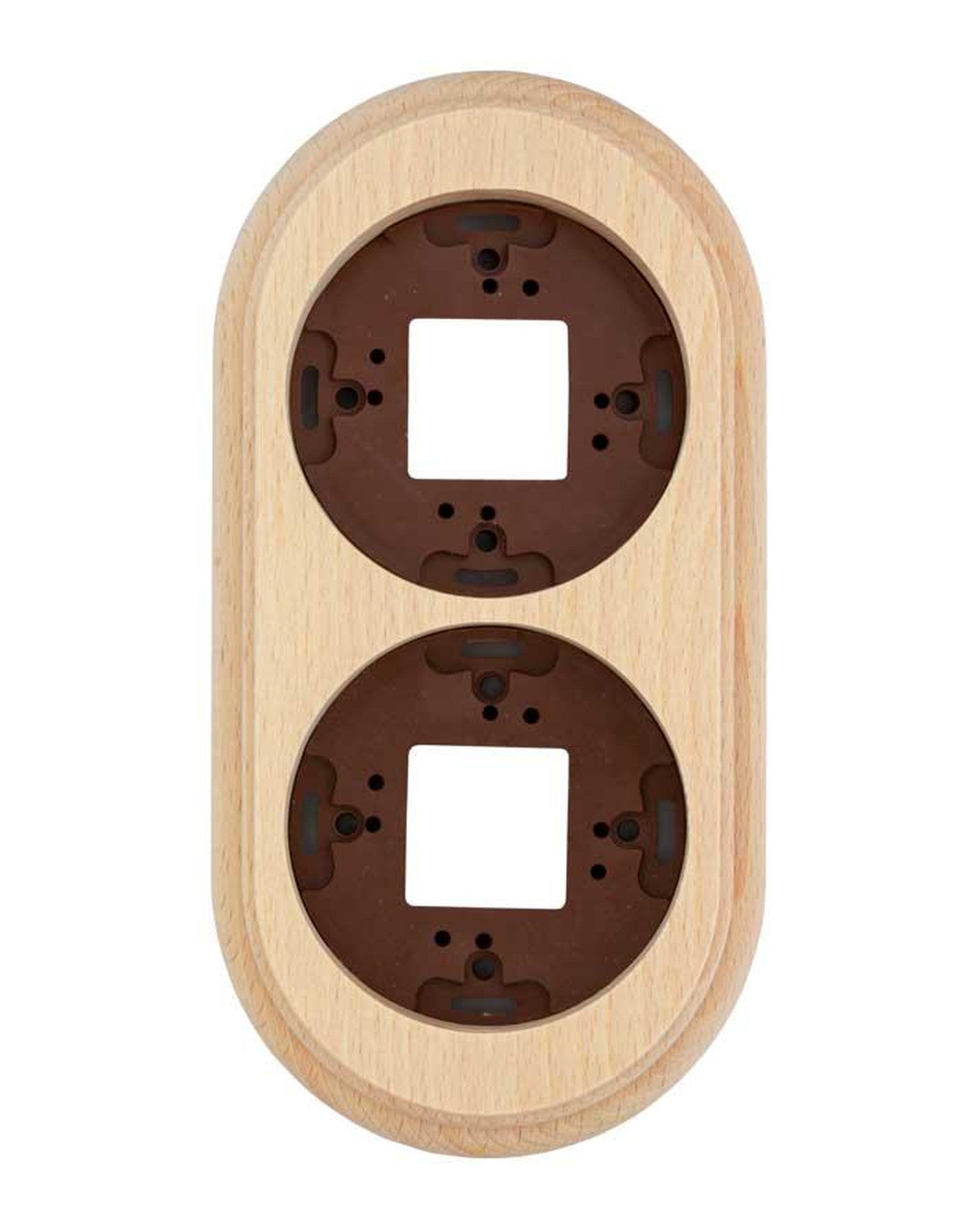 Treramme til utenpåliggende lysbryter - 2-hulls ubehandlet tre image