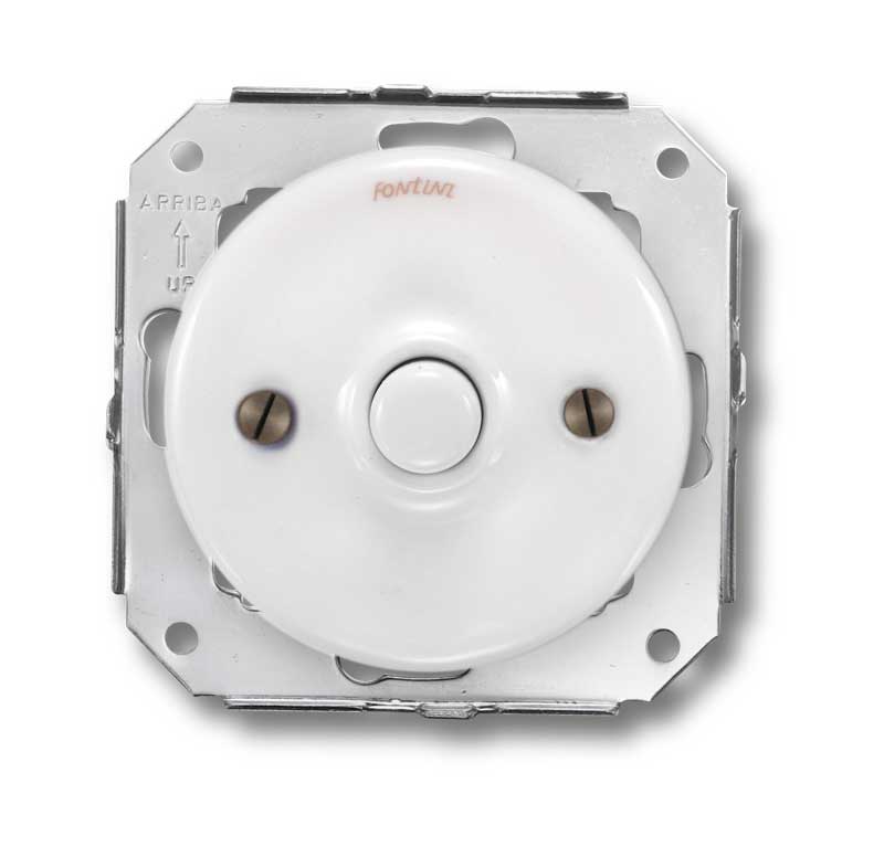 Porcelain push button, White