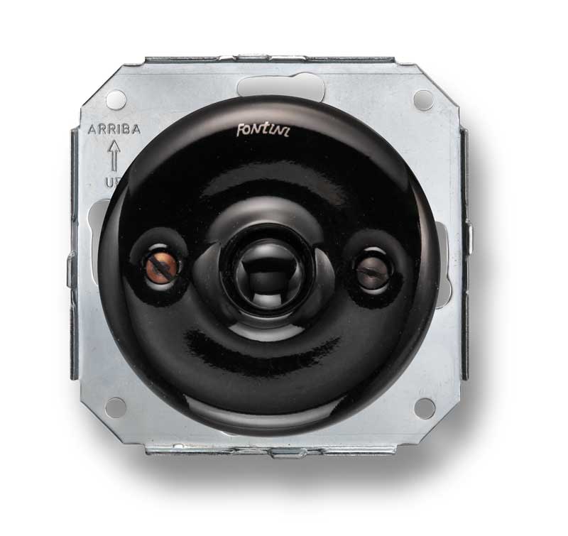 Porcelain push button, Black