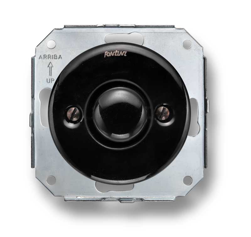 Switch round black porcelain - Dimmer without frame