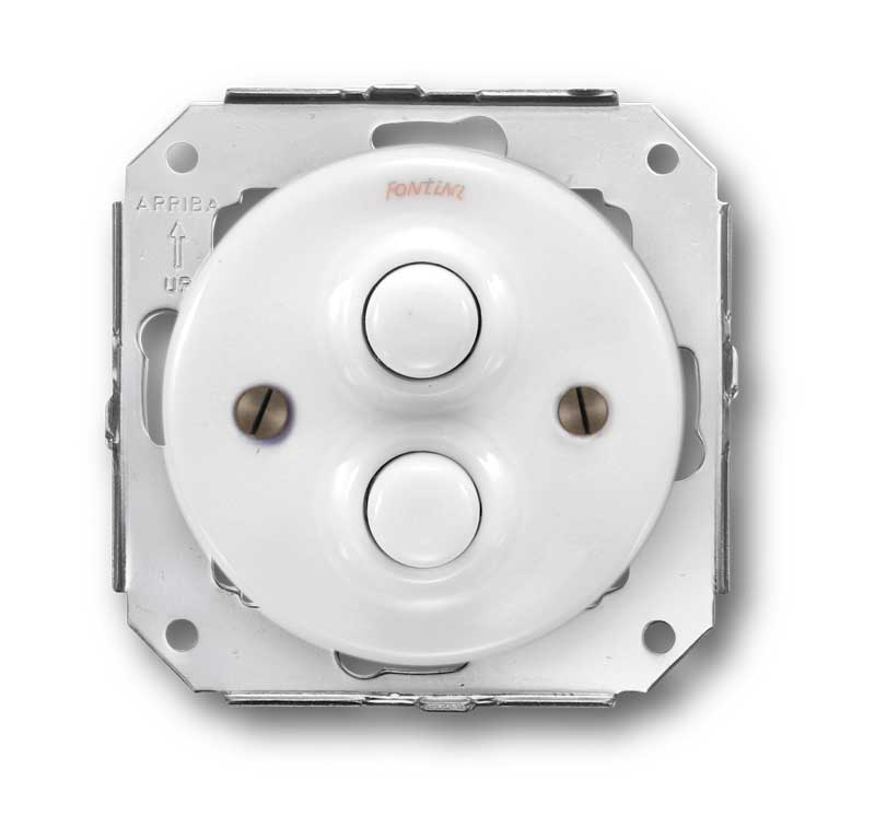 Double push button insert - White porcelain