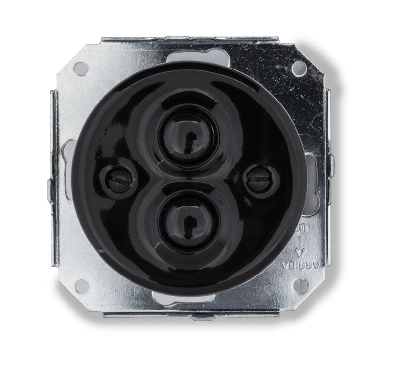 Double push button insert - Black porcelain