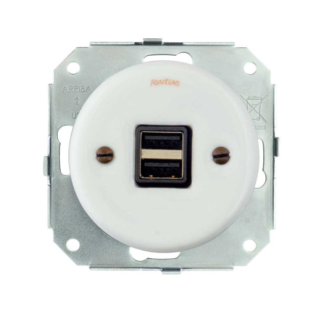 Insert white porcelain - USB socket Garby Colonial