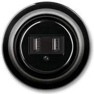 USB Charging Outlet Double Black Porcelain - ABB Decento thumbnail image