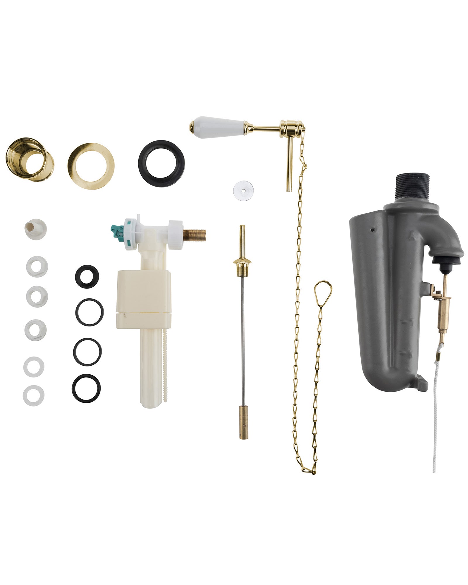 Flush system & chain Camden - For high-level toilet, gold image