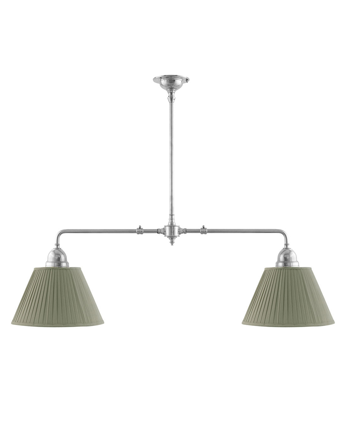 Loftlampe - Spillebordslampe forniklet med olivengrønne stofskærme image