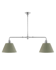 Loftlampe - Spillebordslampe forniklet med olivengrønne stofskærme thumbnail image