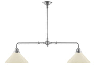 Taklampe – Spillebordslampe Forniklet, Benhvite Skjermer thumbnail image