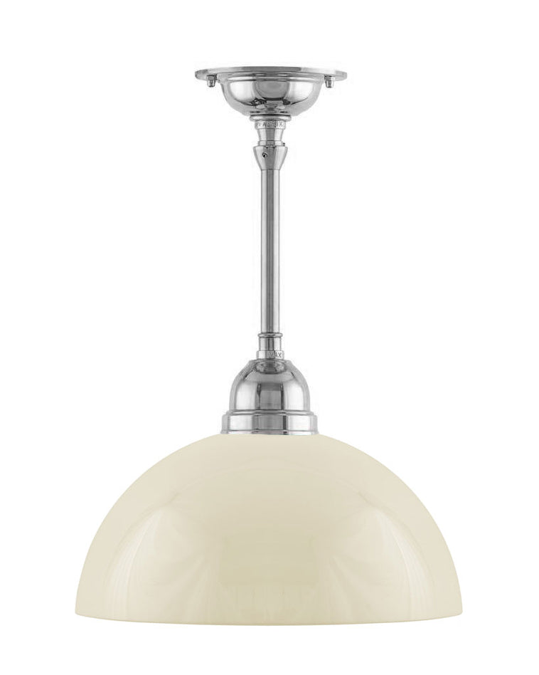 Ceiling Lamp – Byström Pendant 60, Nickel-Plated with Off-White Hemisphere Shade