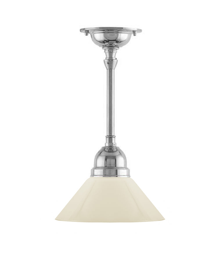 Ceiling Light – Byström Pendant 60 Nickel, Small Off-White Shoemaker Shade