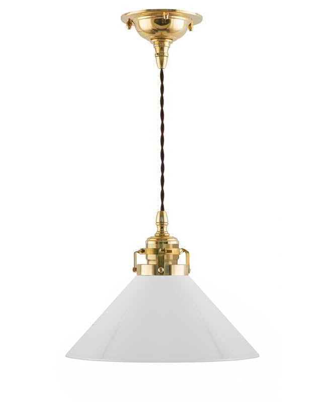Loftlampe – Skomagerledning, høj hvid skærm 25 cm image