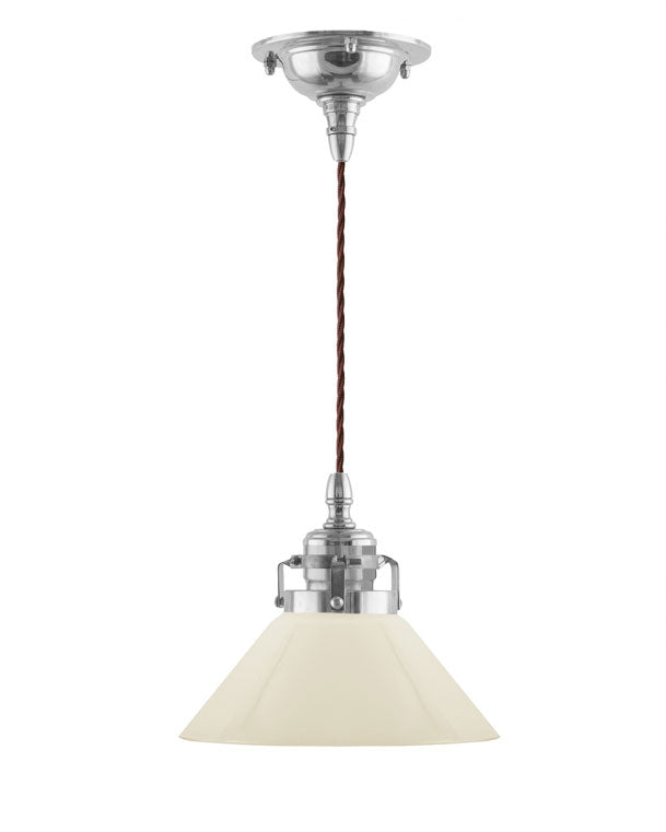 Ceiling Lamp – Shoemaker's Pendant in Nickel with Small Off-White Shade 15 cm