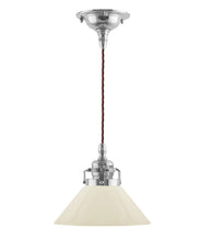 Taklampe – Skomakerpendel, forniklet med benhvit skjerm thumbnail image