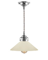 Ceiling Lamp – Shoemaker Pendant, Nickel-Plated with Off-White Shade thumbnail image