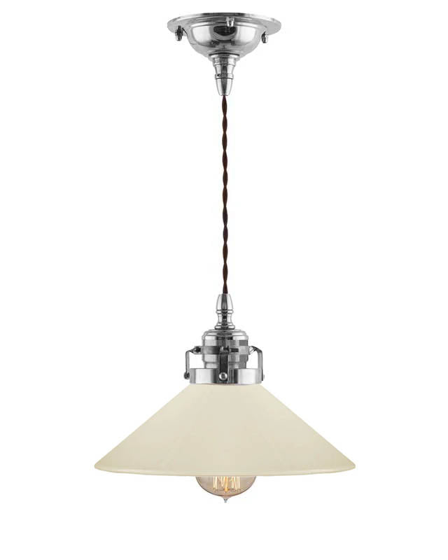 Ceiling Lamp – Shoemaker Pendant, Nickel-Plated with Off-White Shade image