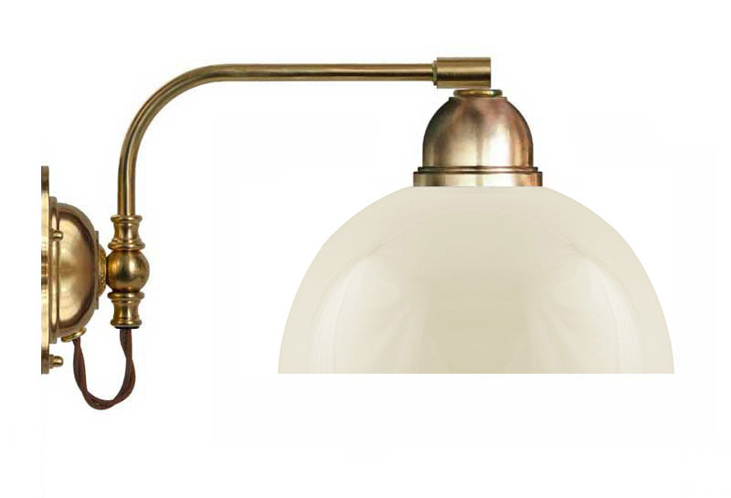 Wall Lamp - Gripenberg Brass, Off-White Hemisphere, Brown