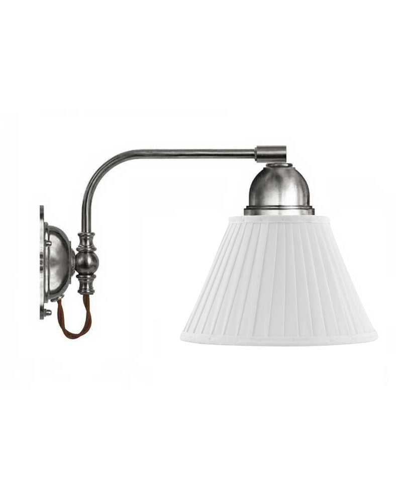 Applique murale - Gripenberg nickelé, abat-jour en tissu blanc, marron