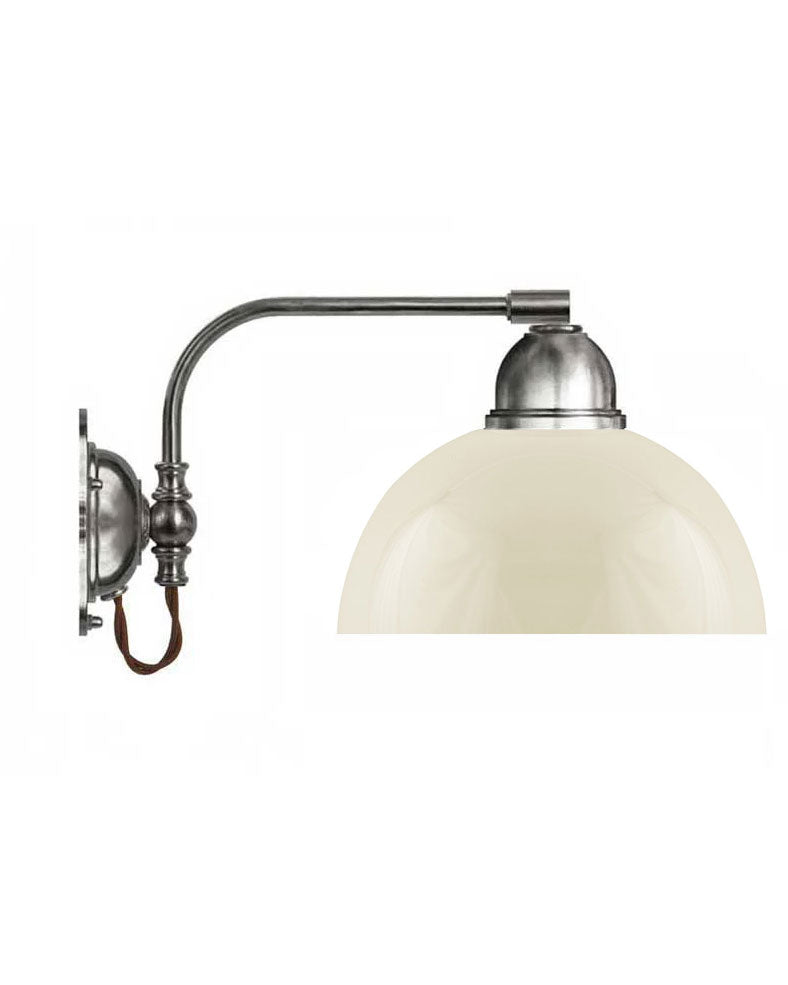 Wall lamp - Gripenberg nickel, ivory half-sphere, brown