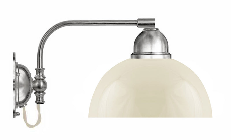 Wall Lamp - Gripenberg Nickel-Plated, Off-White Hemisphere, White