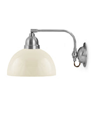 Wandlamp - Gripenberg nikkel, benig wit halve bol, bruin thumbnail image