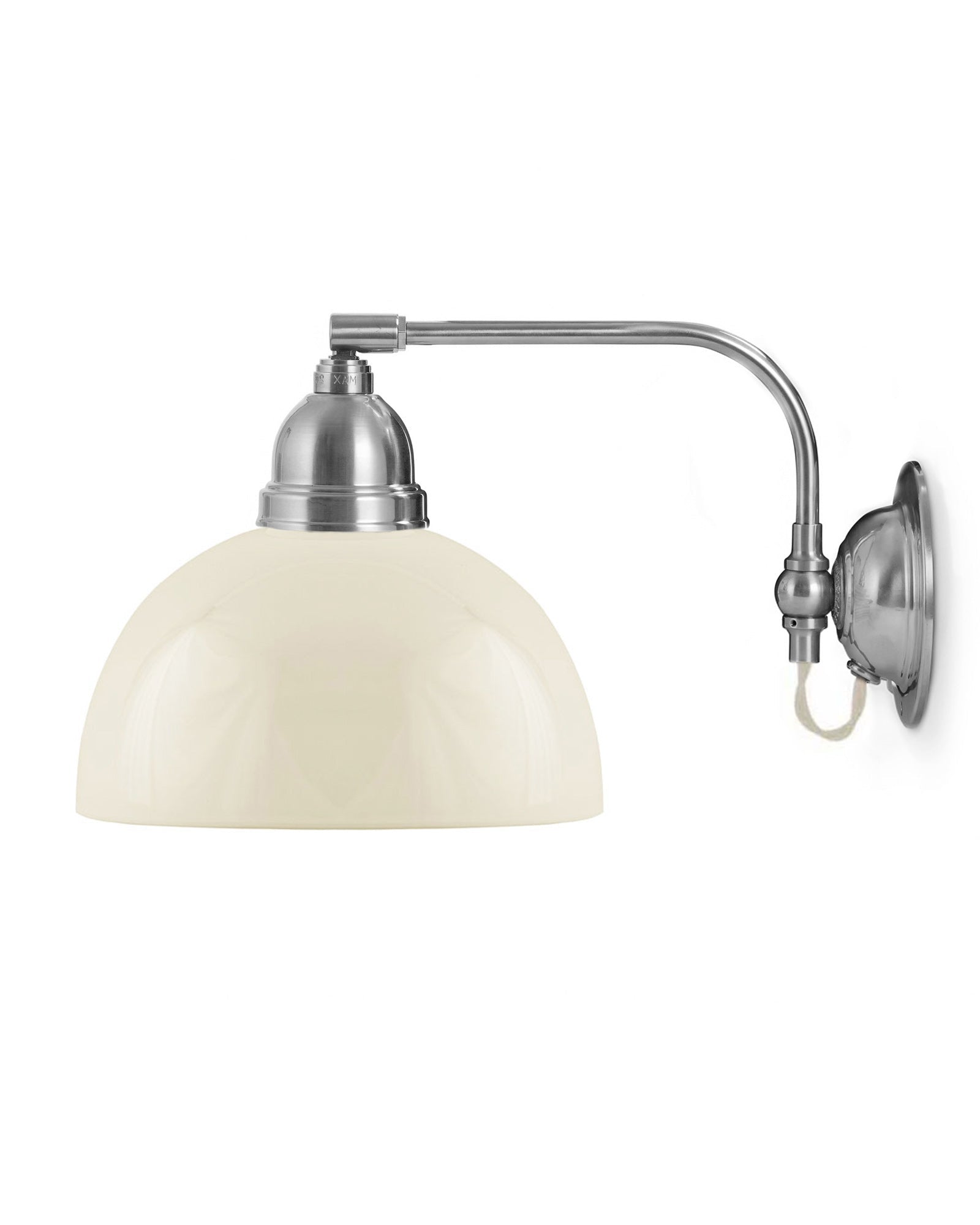 Applique murale - Gripenberg nickel, demi-sphère blanc cassé, blanc image