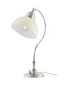 P 0573Q Y Sekelskifte Bordslampa Lagerlof fornicklad med benvit skarm 01