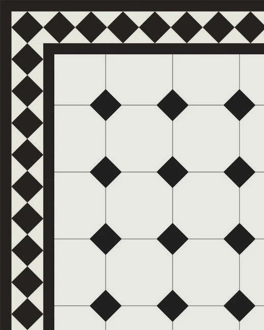 Floor Tiles - Octagon 15 x 15 cm (5.91 x 5.91 In.) - Super White BAS/Black NOI image