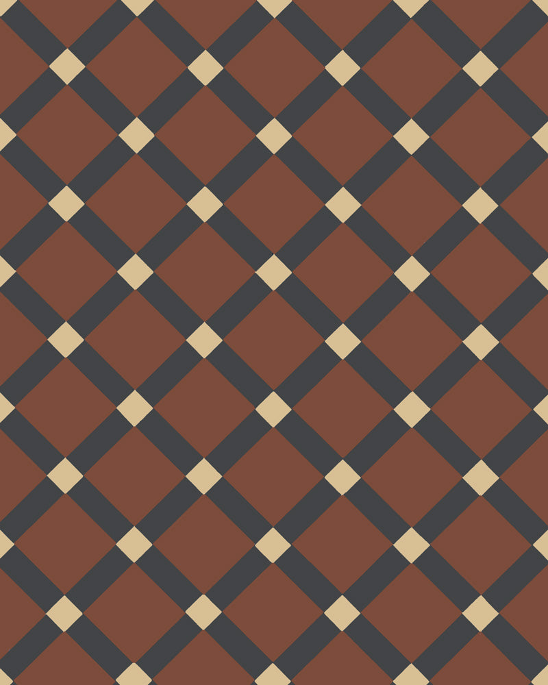 Canterbury - Victorian Floor Tiles - Red ROU/Black NOI/Cognac COG