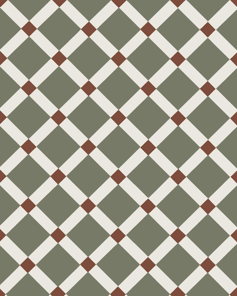 Canterbury - Victorian Floor Tiles - Australian Green VEA/Super White BAS/Red ROU