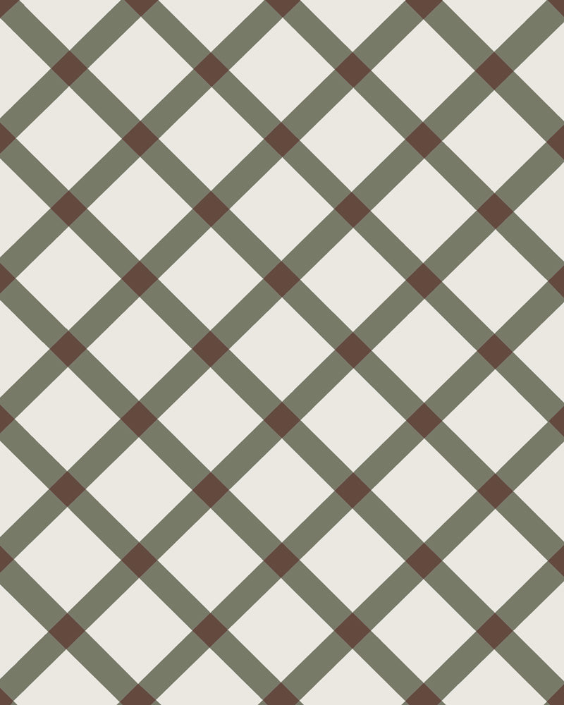 Canterbury - Victorian Floor Tiles - Super White BAS/Australian Green VEA/Chocolate CHO