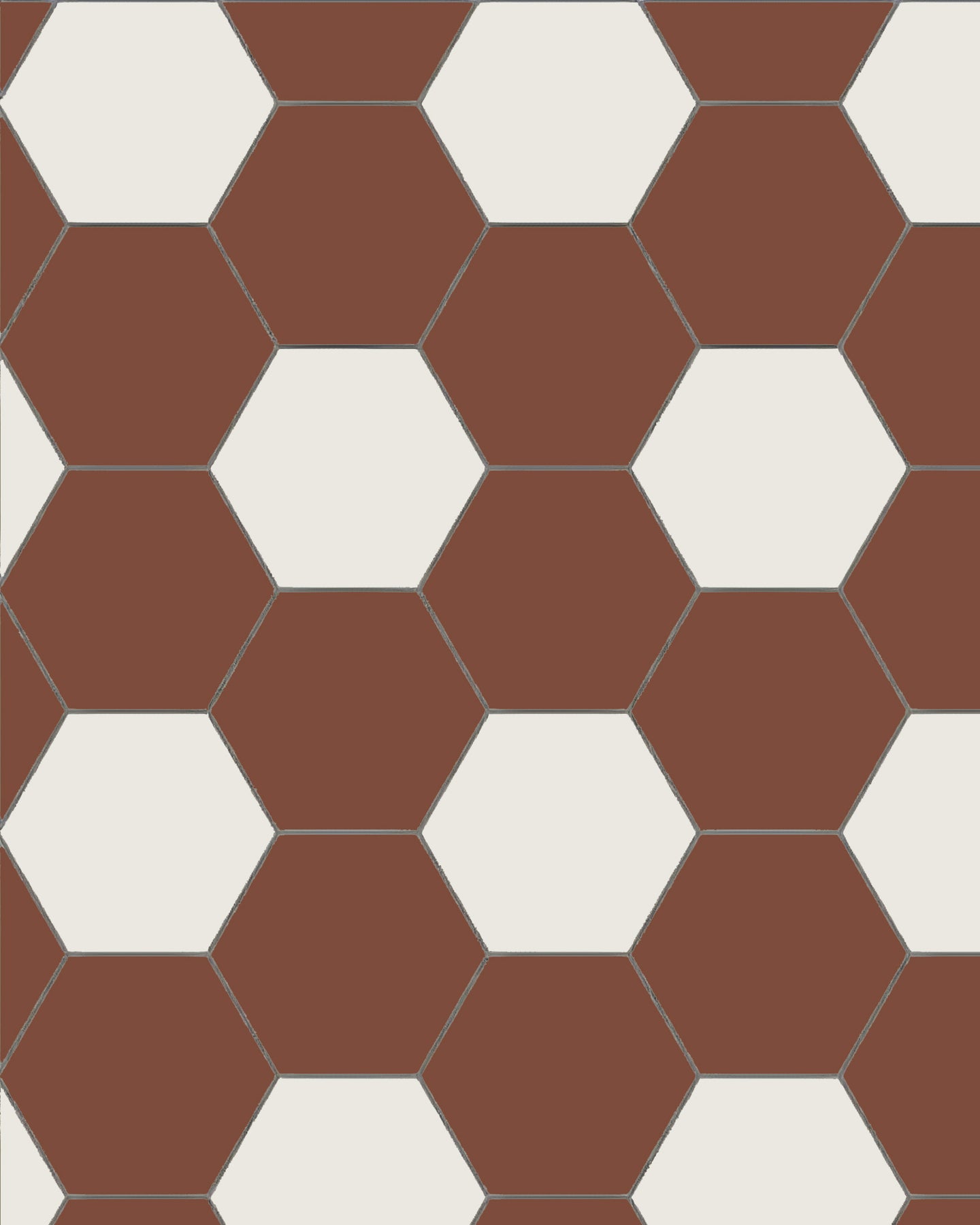 Floor Tiles - Hexagon - 15 x 15 cm (5.91 x 5.91 In.) - Red ROU/Super White BAS