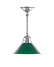 Taklampa - Byströmpendel 60 nickel, liten grön skomakarskärm thumbnail image