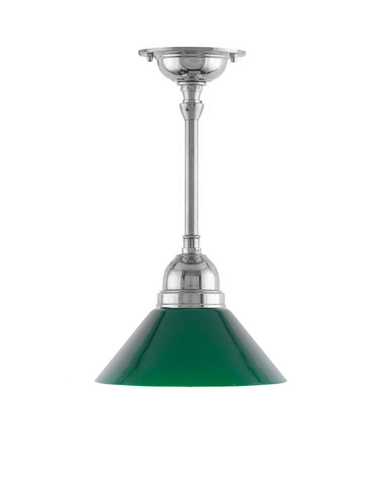 Deckenlampe – Deckenleuchte Byström 60 vernickelt, kleiner grüner Schusterschirm image