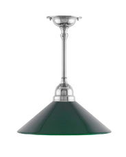 Taklampe - Byströmpendel 60 nikkel, grønn skomakerskjerm thumbnail image