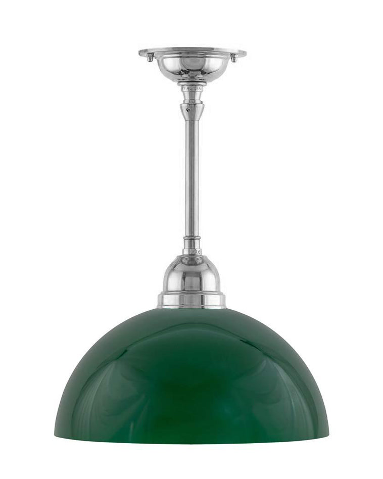 Ceiling Light - Byström 60 - Brass, Nickel, Green Hemisphere Glass Shade