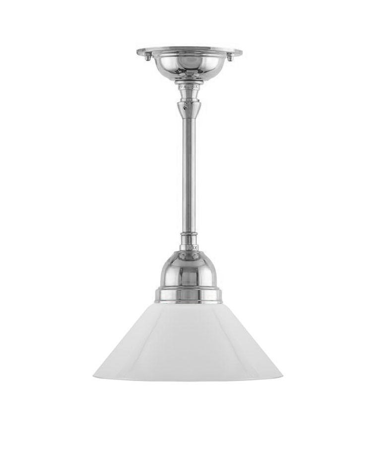 Deckenlampe – Deckenleuchte Byström 60 vernickelt, kleiner weißer Schusterschirm image