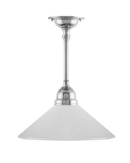Taklampa - Byströmpendel 60, förnicklad vit skomakarskärm thumbnail image