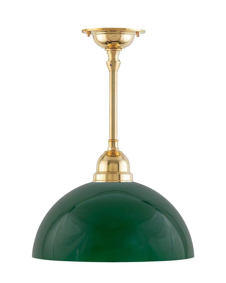Ceiling Light - Byström 60 - Brass, Green Hemisphere Glass Shade